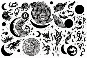 Free your mind and moon tattoo idea
