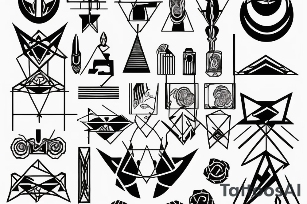 extreme minimalist an geometric 4 cardinal virtues tattoo idea