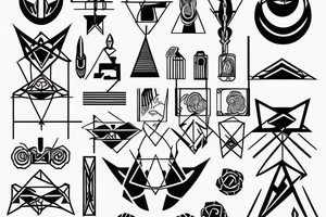 extreme minimalist an geometric 4 cardinal virtues tattoo idea