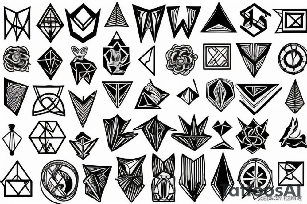 extreme minimalist an geometric 4 cardinal virtues tattoo idea