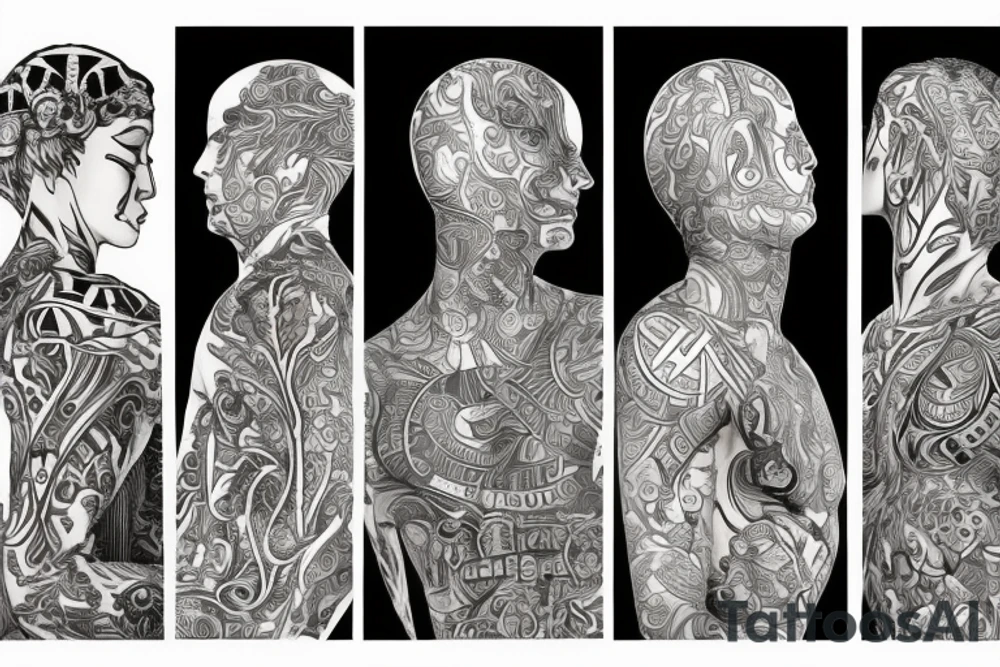 extreme minimalist of the 4 cardinal virtues: justice, temperance, courage and 
prudence tattoo idea