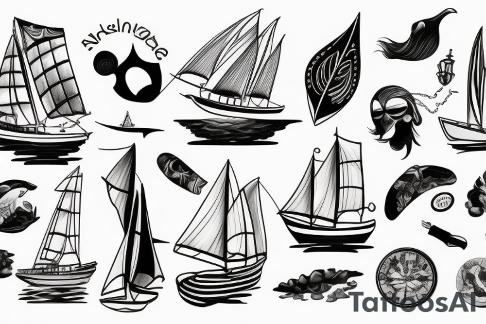 Nordic boat sailing tattoo idea