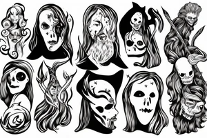 Ginger Viking woman in battle with slender man tattoo idea