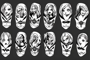 Ginger Viking woman in battle with slender man tattoo idea