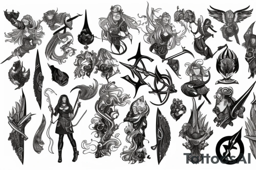 Ginger Viking woman in battle tattoo idea