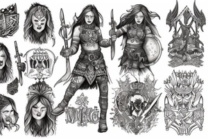 Ginger Viking woman in battle tattoo idea