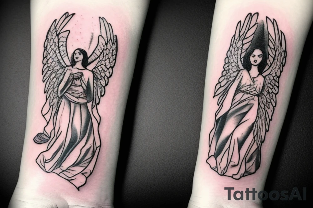 Angel with a handball tattoo idea