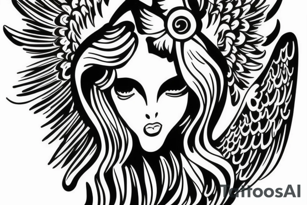 Old School Angel with a Ball in the hand tattoo idea