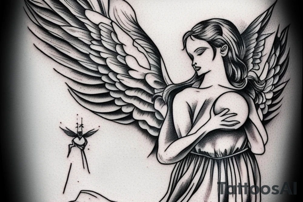 Old School Angel with a Ball in the hand tattoo idea