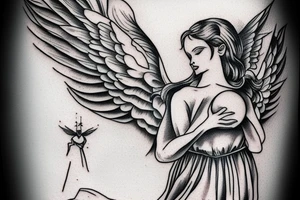 Old School Angel with a Ball in the hand tattoo idea