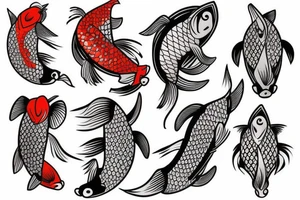Koi fish, trash polka, sleeve tattoo idea