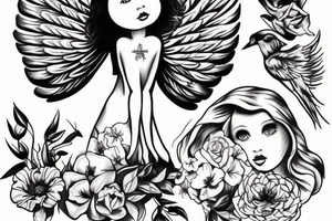Old School baby Angel tattoo idea