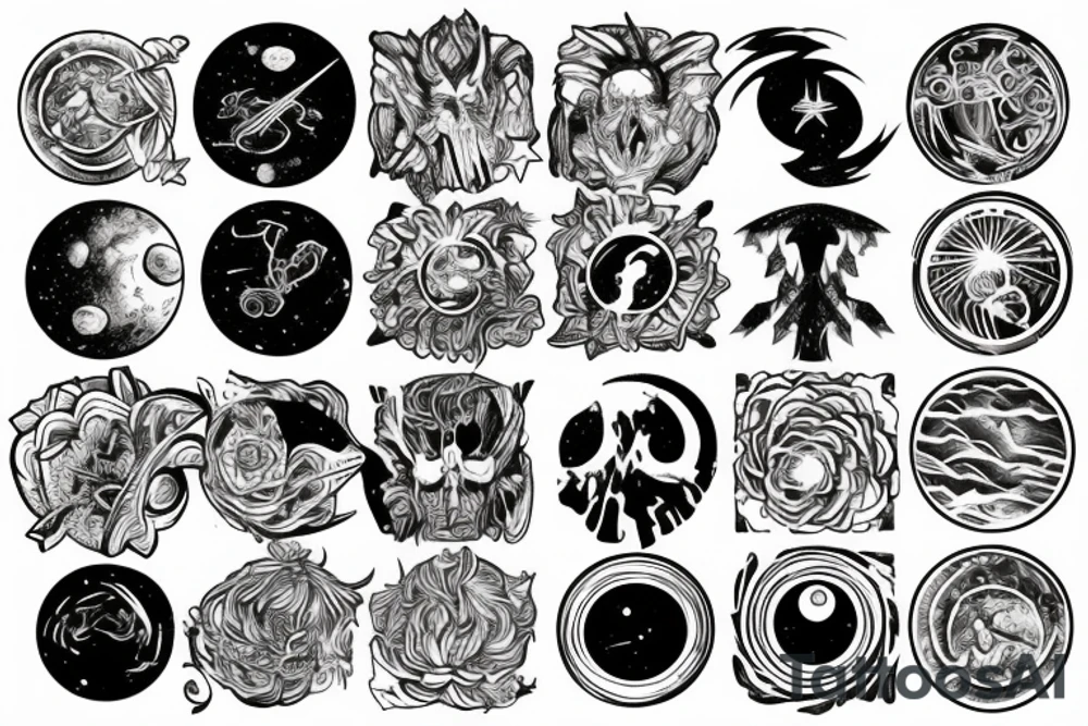 Transcending through space rainbow colors tattoo idea