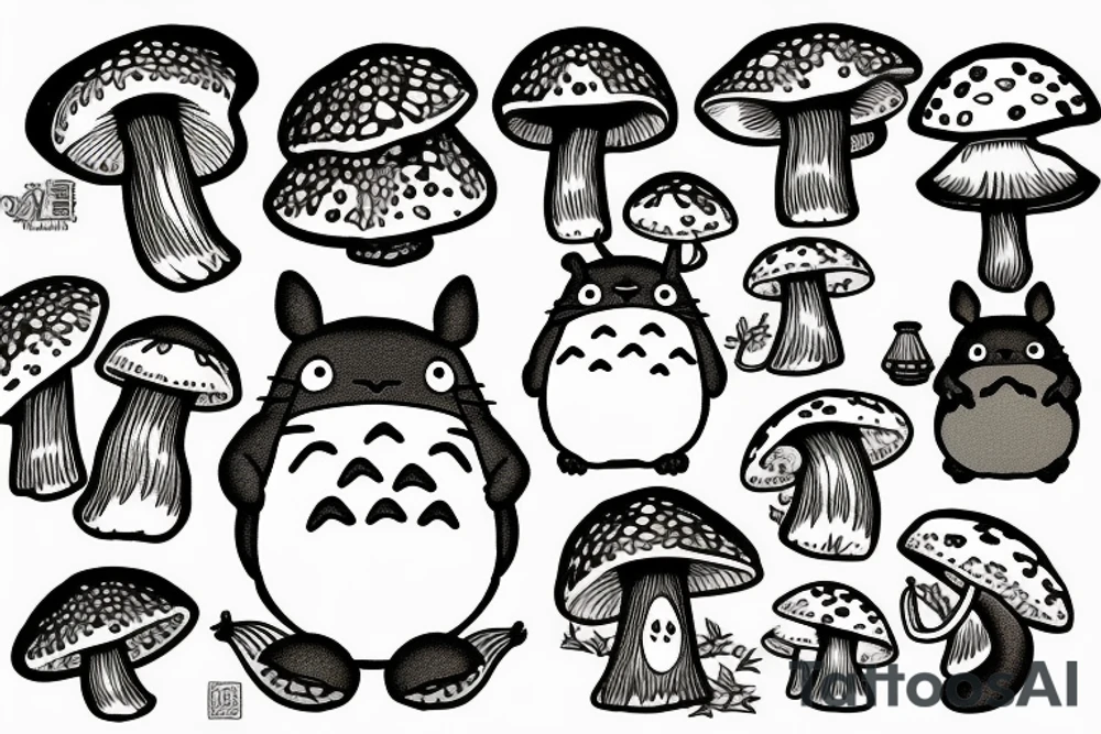 Mushroom totoro tattoo idea