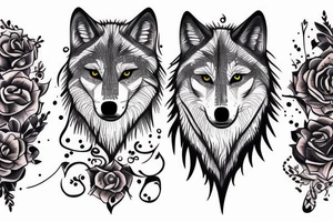 wolf with cross and galaxy tattoo idea