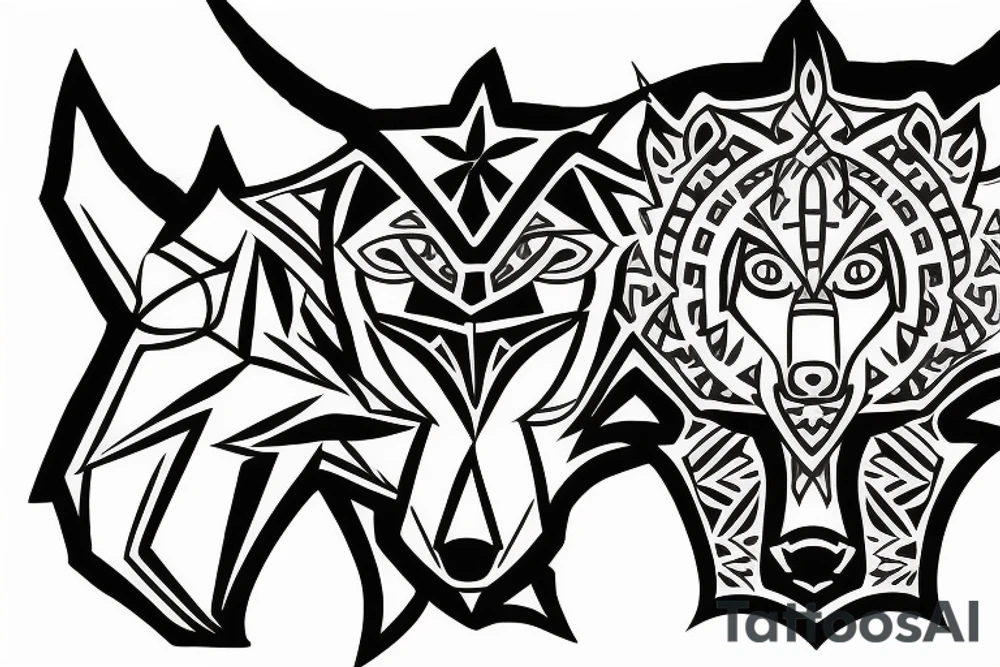 wolf with cross tattoo idea