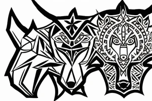 wolf with cross tattoo idea