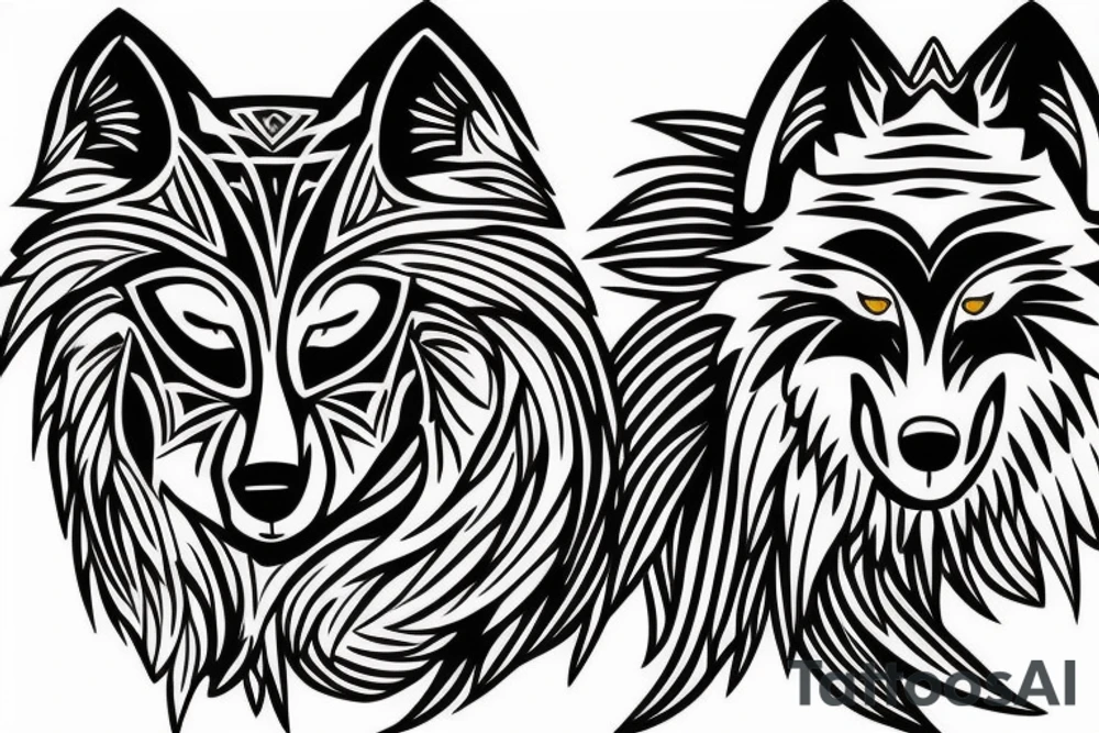 wolf with cross tattoo idea