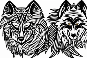 wolf with cross tattoo idea