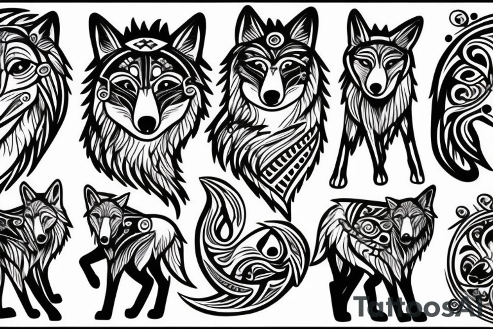 wolf with moon and a cross tattoo idea