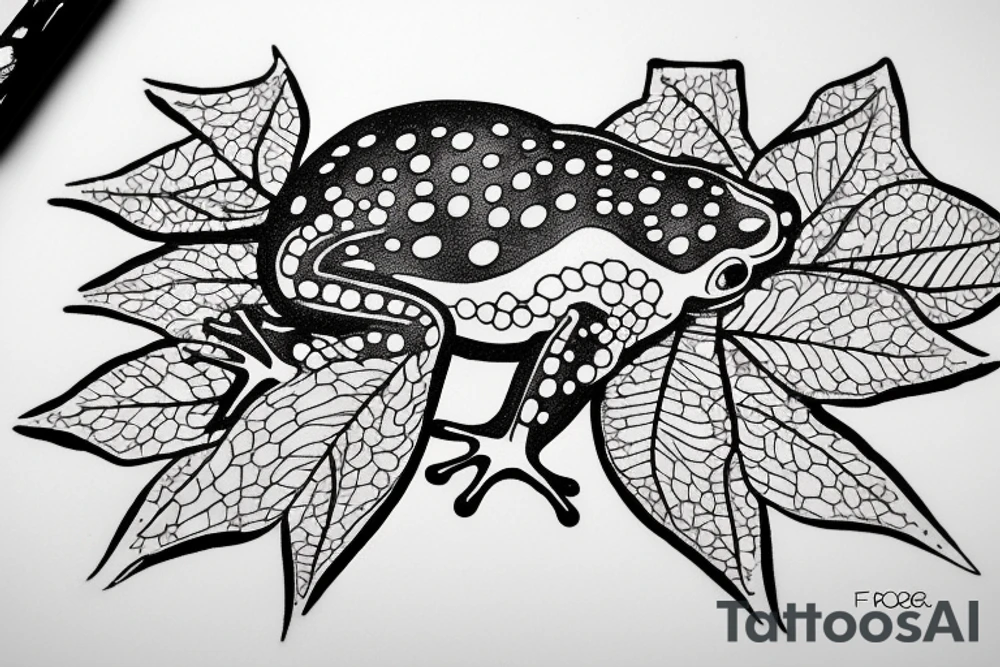 Frog on a Leaf while Rain tattoo idea