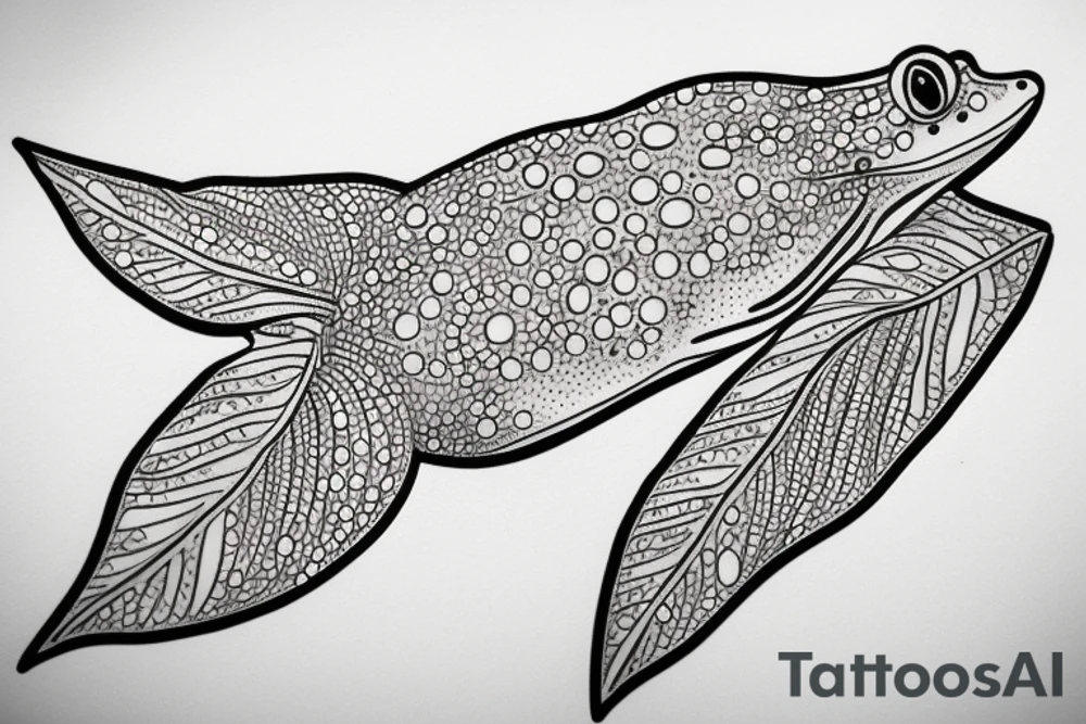 Frog on a Leaf while Rain tattoo idea