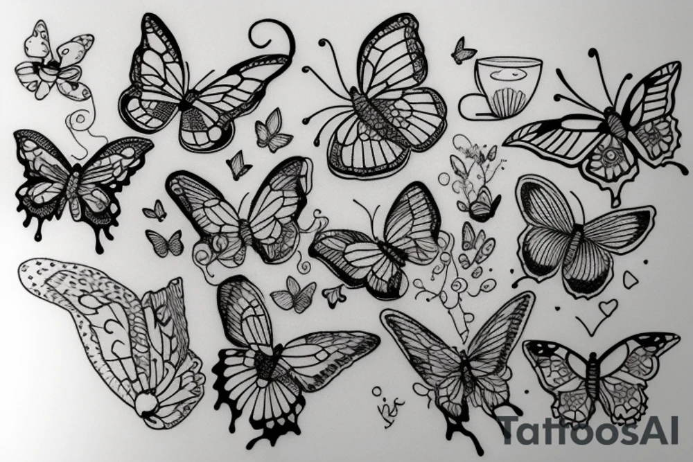 Teacup and Butterfly tattoo idea