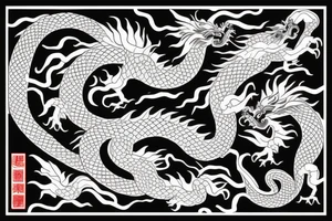 2 Chinese dragons winding around a Christian cross tattoo idea