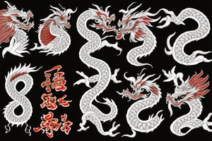 2 Chinese dragons winding around a Christian cross tattoo idea