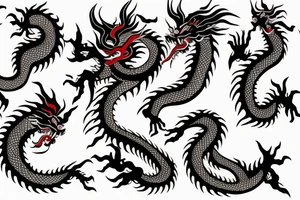 2 Chinese dragons winding around a Christian cross tattoo idea
