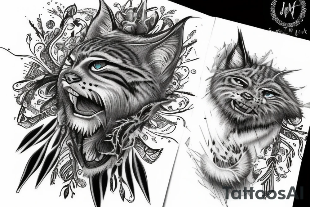 realistic agressive lynx tattoo idea