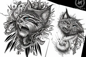 realistic agressive lynx tattoo idea