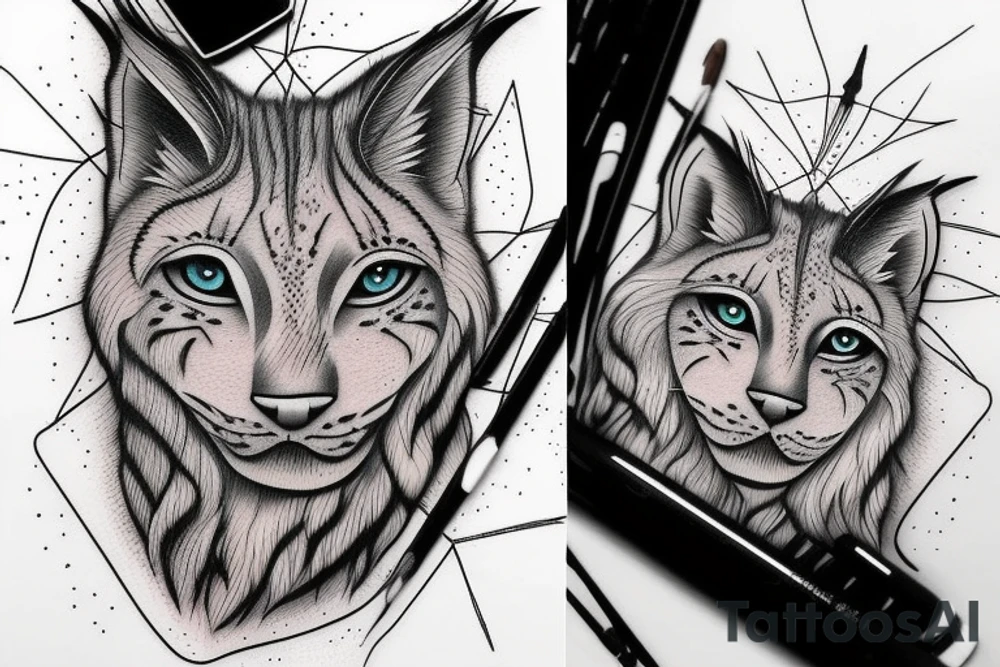 realistic agressive lynx tattoo idea