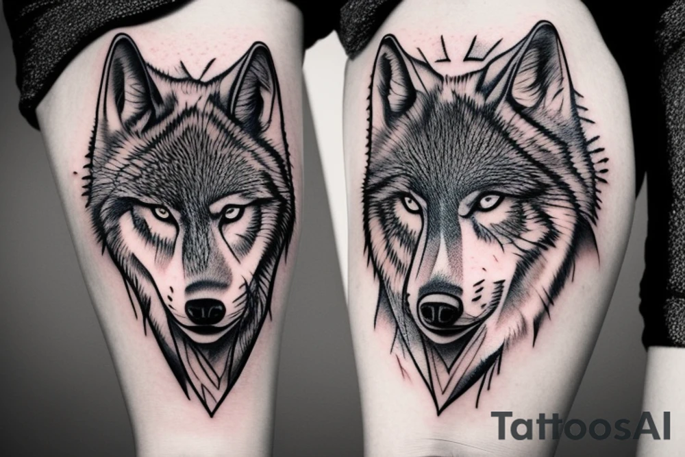 agressive wolf tattoo idea