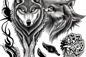 agressive wolf tattoo idea