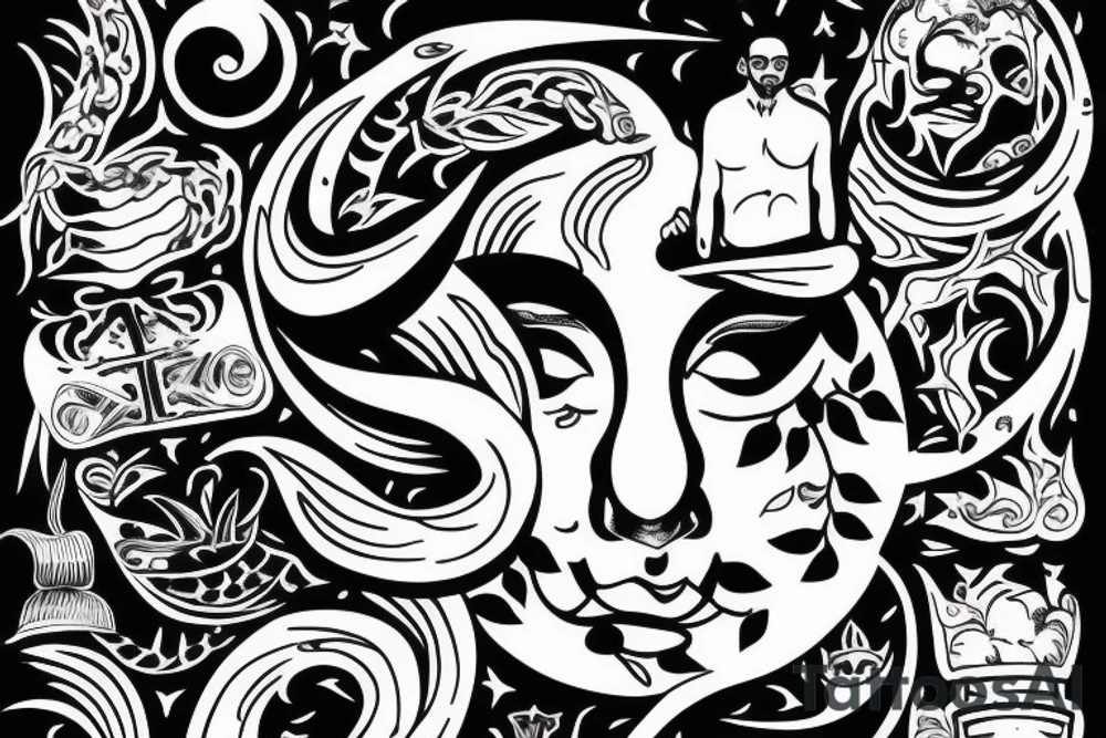 man on a road staring at a half crescent moon tattoo idea man on a road staring at a half crescent moon tattoo idea
