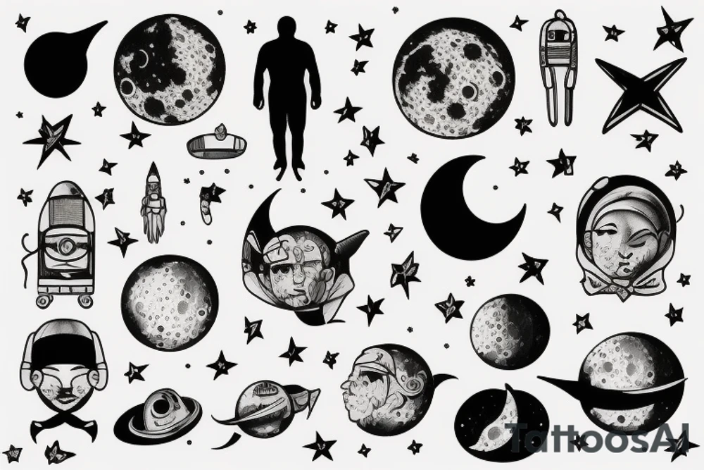 man on the moon tattoo idea