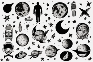 man on the moon tattoo idea