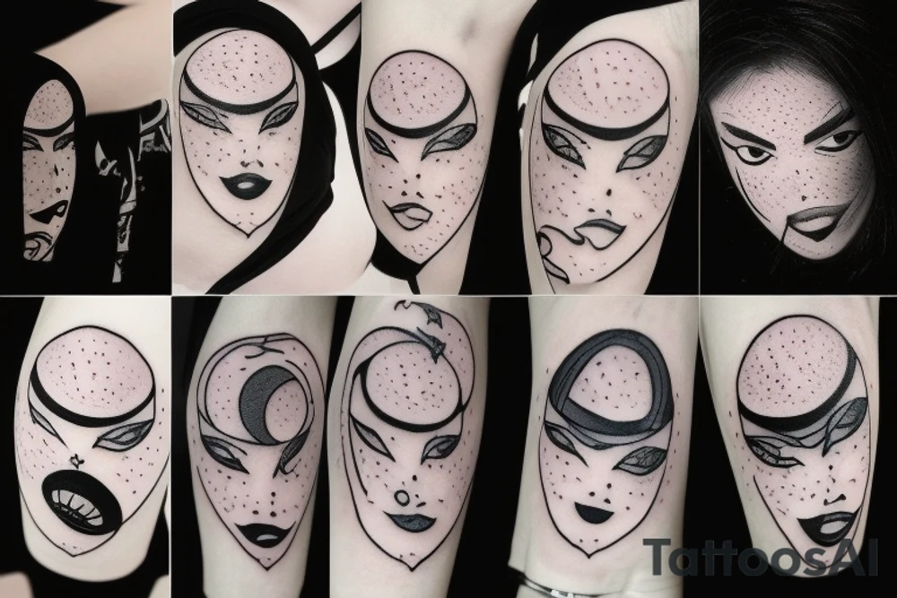 sad face moon tattoo idea
