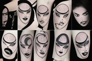 sad face moon tattoo idea