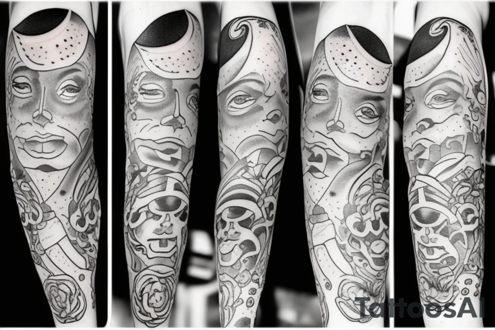 sad face moon tattoo idea