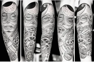 sad face moon tattoo idea