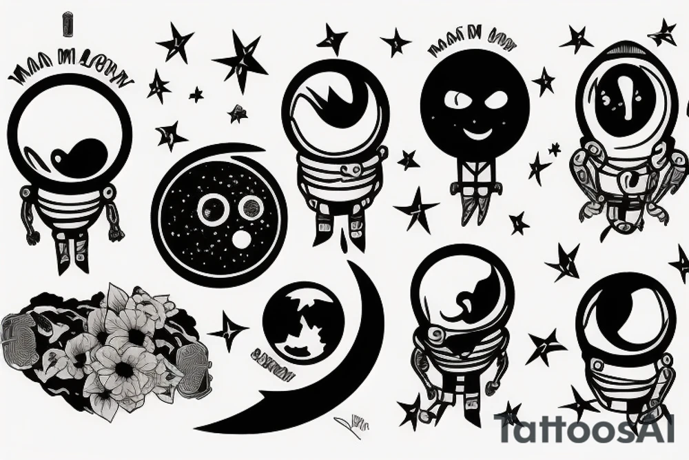 man on moon tattoo idea