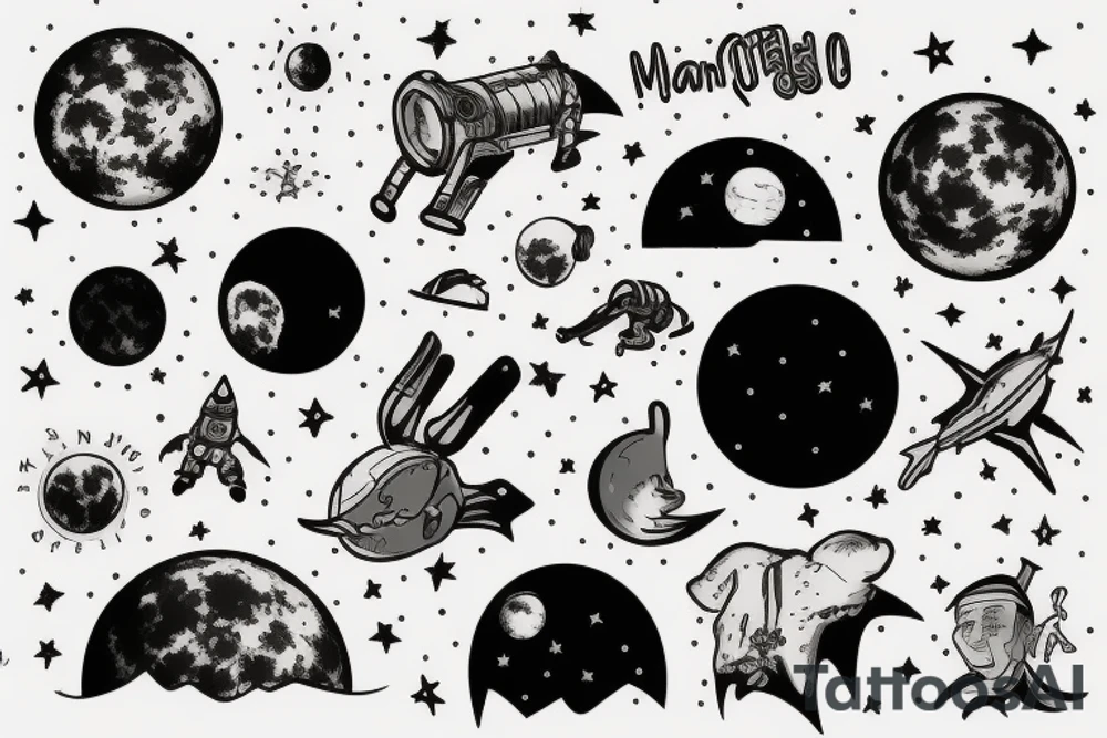 man on moon tattoo idea