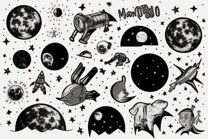 man on moon tattoo idea