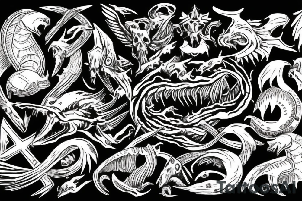 Leviathan Cross Dark Blackground tattoo idea