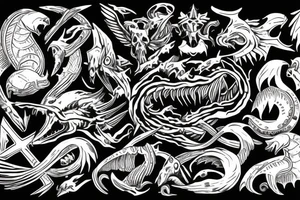 Leviathan Cross Dark Blackground tattoo idea