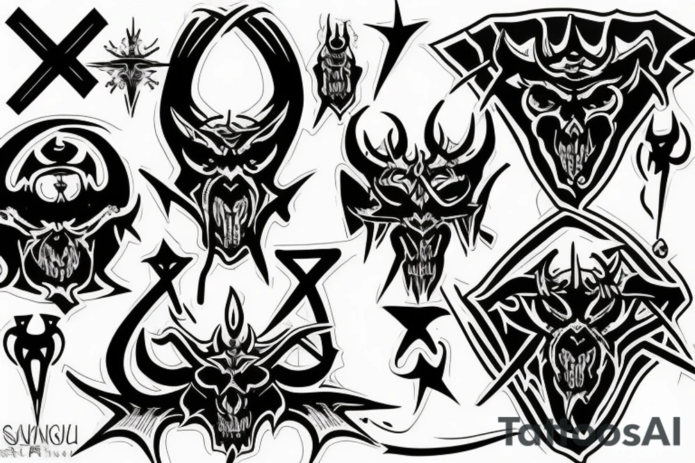 Satanic Cross Evil tattoo idea
