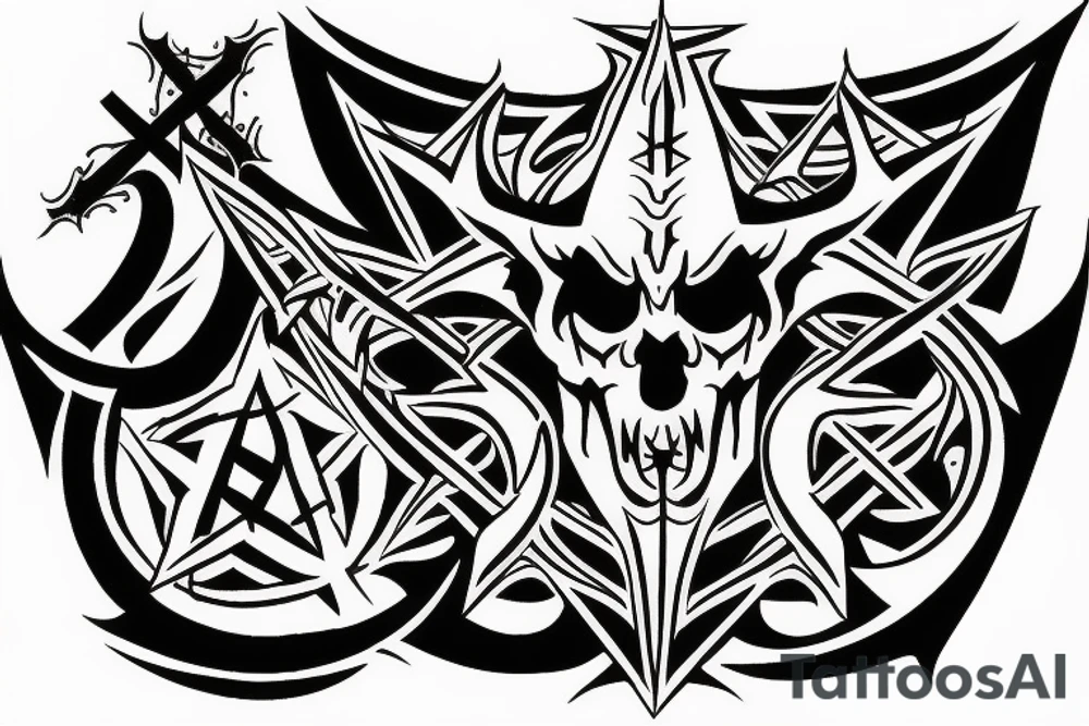 Satanic Cross Evil tattoo idea