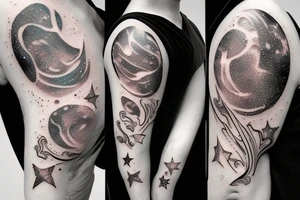 cracked walnut with galaxy in centre tattoo idea
